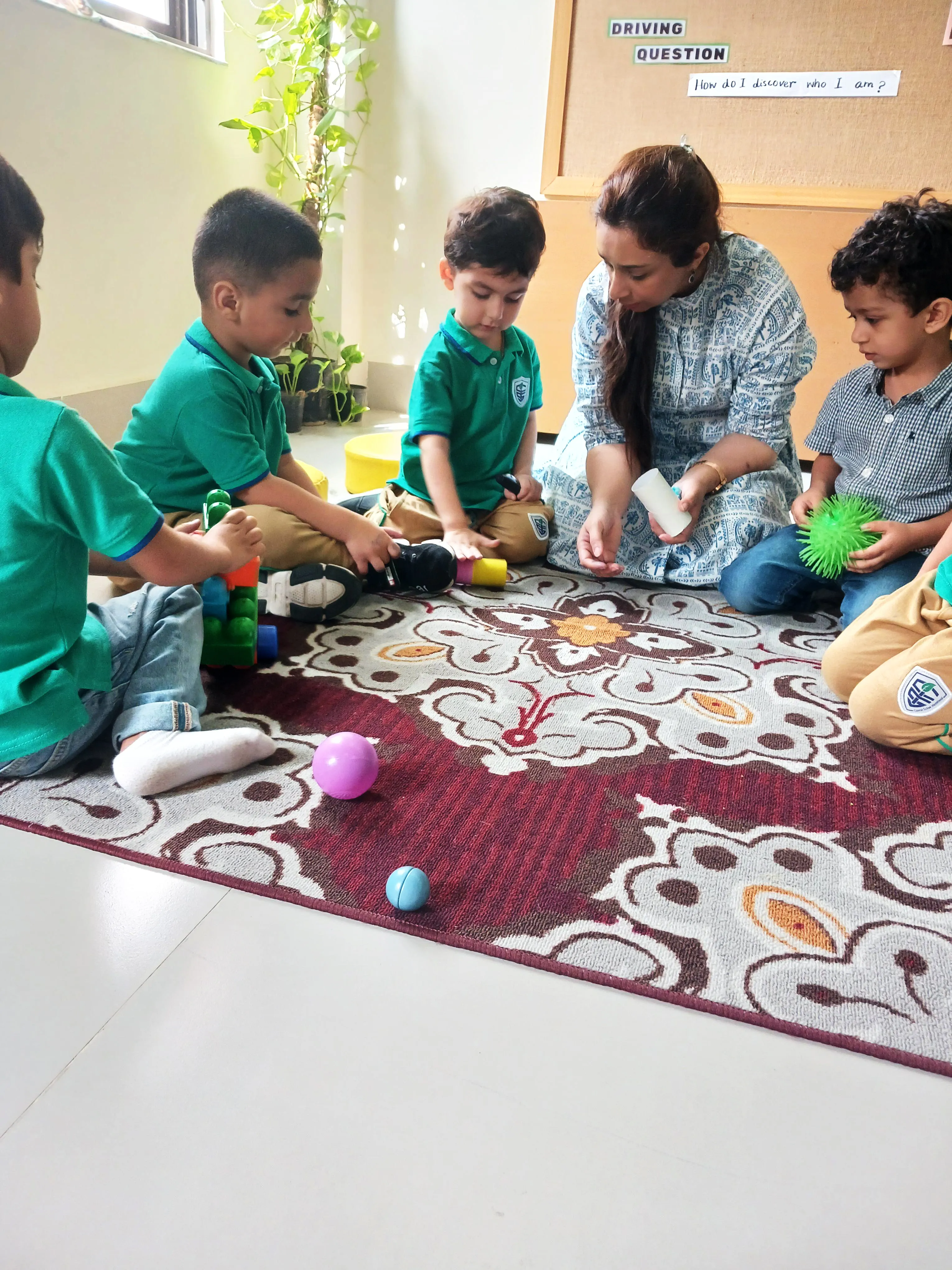 Primary students presenting project work in a classroom